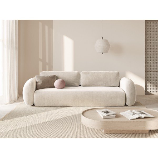 Kreminės spalvos iš velveto sulankstoma/su sandėliavimo vieta sofa 262 cm Tonale – Cosmopolitan Design-image-1