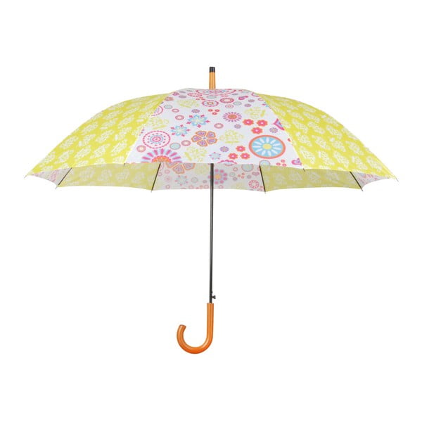 Geltonas skėtis su medine rankena Esschert dizainas Gėlės