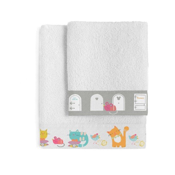 2 vaikiškų medvilninių rankšluosčių rinkinys Moshi Moshi Cat & Mouse-image-2