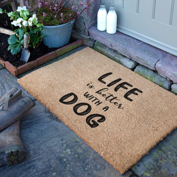 Iš kokoso pluošto grindų kilimėlis 40x60 cm Life Is Better With a Dog – Artsy Doormats-image-2