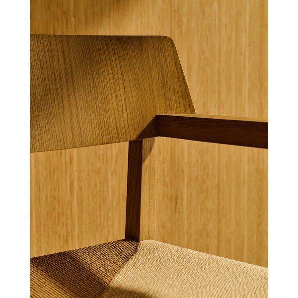 Natūralios spalvos iš ąžuolo masyvo valgomojo kėdė su porankiais Idun – Kave Home-image-4