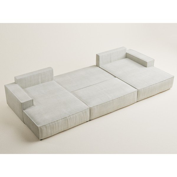 Kreminės spalvos sulankstoma/su sandėliavimo vieta kampinė sofa iš šenilinio audinio („U“ formos) Kyoto – Maison de Rêve-image-3