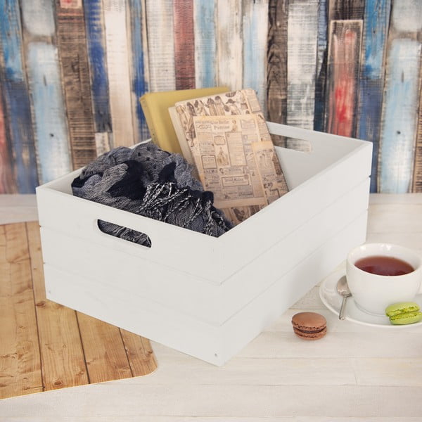 Baltos spalvos iš medžio daiktadėžė 36x26x15 cm – Orion-image-1