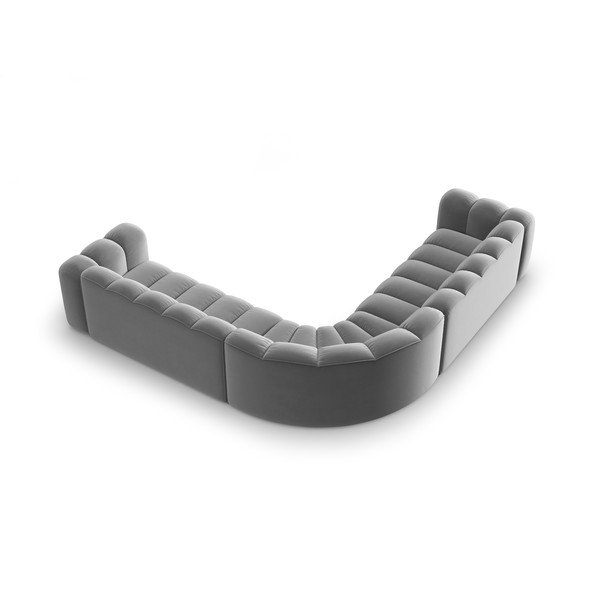 Šviesiai pilkos spalvos iš velveto modulinė kampinė sofa Lupine – Micadoni -image-3