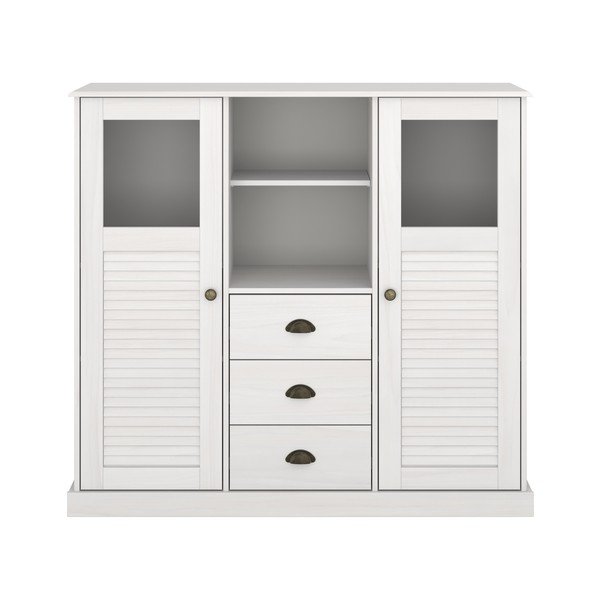 Baltos spalvos iš pušies masyvo spintelė 127x116x38 cm Edith – Støraa
