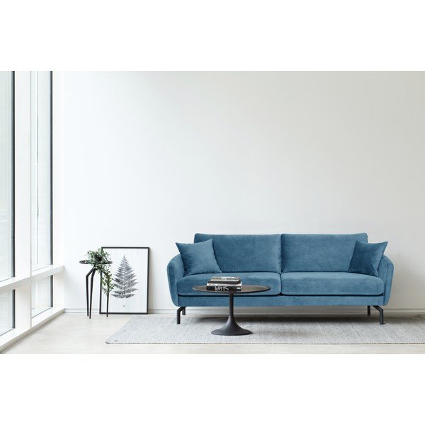 Mėlyna sofa su aksominiu užvalkalu Scandic Magic, 230 cm pločio-image-1