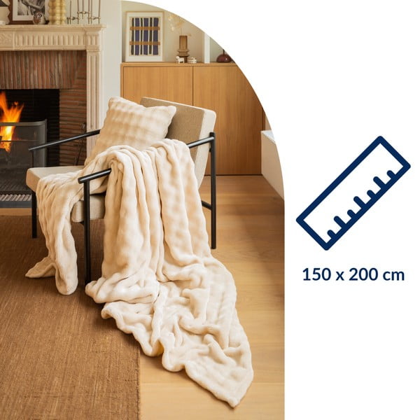 Dramblio kaulo spalvos iš mikropliušo antklodė ir pledas 150x200 cm Wave – Tiseco Home Studio-image-3