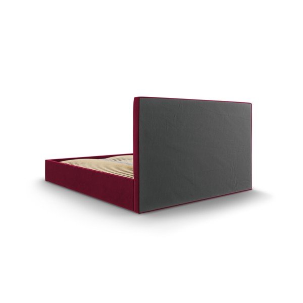Bordo spalvos aksominė dvigulė lova Mazzini Beds Juniper, 180 x 200 cm-image-4