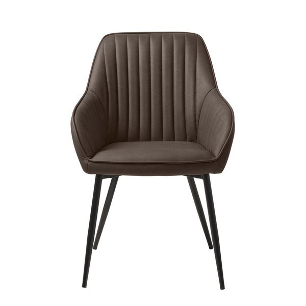 Tamsiai rudos spalvos iš audinio valgomojo kėdė su porankiais Melfort – Unique Furniture-image-1