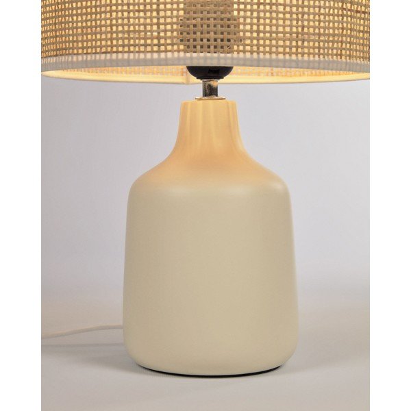 Kreminės spalvos/natūralios spalvos iš keramikos stalinis šviestuvas (aukštis 46 cm) Erna – Kave Home-image-3