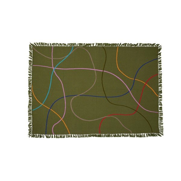 Žalia medvilninė antklodė 200x140 cm Outline - Hübsch