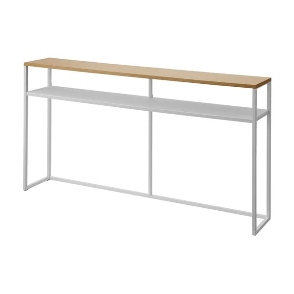 Konsolinis staliukas baltos spalvos/šviesiai rudos spalvos iš uosio 20,5x126 cm Tower – YAMAZAKI