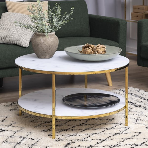 Žurnalinis staliukas su stiklo stalviršiu Actona Alisma, ⌀ 80 cm-image-1