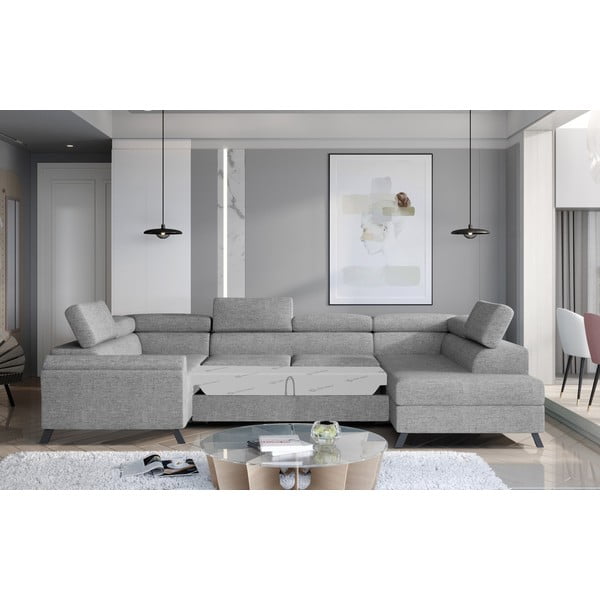 Šviesiai pilkos spalvos sulankstoma/su sandėliavimo vieta kampinė sofa (su dešiniuoju kampu/„U“ formos) Escada – ELTAP-image-2