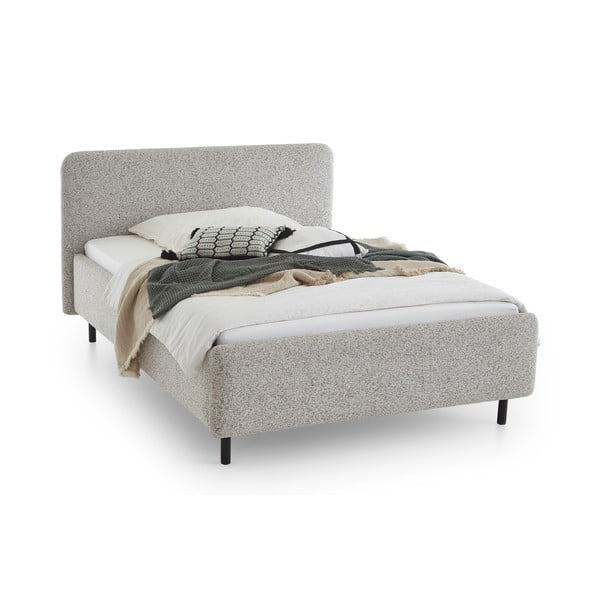 Smėlio spalvos dvigulė lova audiniu dengta be grotelių 180x200 cm Primo – Meise Möbel
