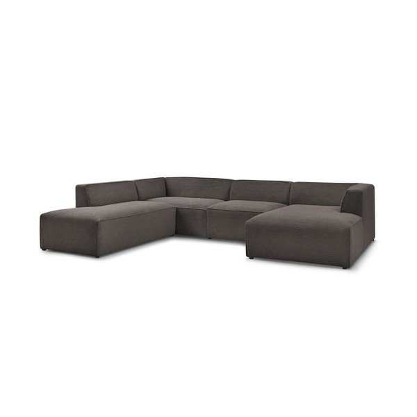 Rudos spalvos iš kordinio velveto modulinė kampinė sofa (su kairiuoju kampu/„U“ formos) Megeve – Bobochic Paris