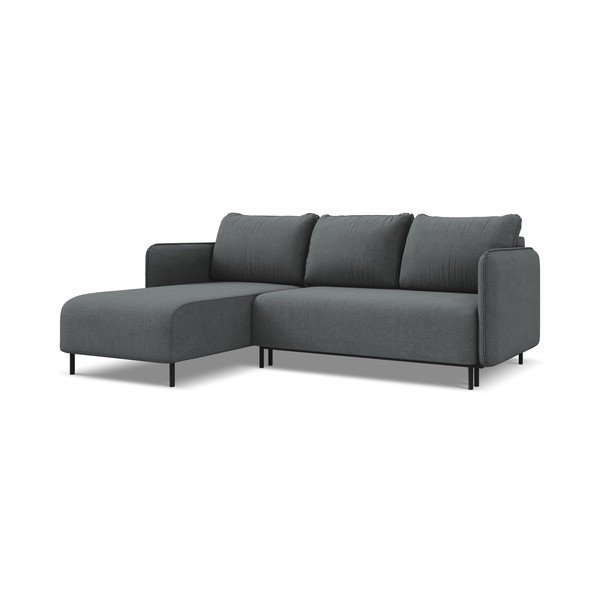 Tamsiai pilkos spalvos sulankstoma/su sandėliavimo vieta kampinė sofa (su kairiuoju kampu) Luana – Makamii-image-1