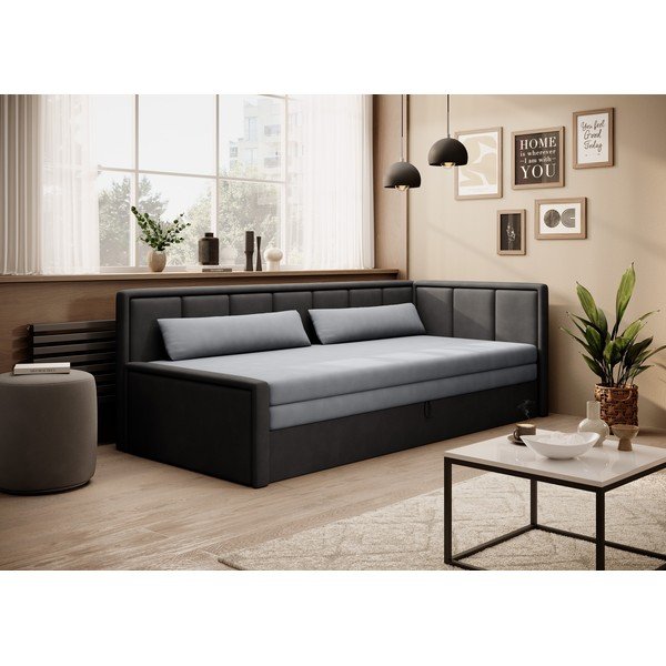 Tamsiai pilkos spalvos iš šenilinio audinio sulankstoma/su sandėliavimo vieta sofa 214 cm Fulgeo – ELTAP-image-1