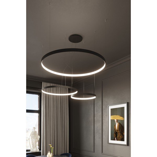 Juodos spalvos iš aliuminio kabantis šviestuvas LED ø 110 cm RIO – Thoro-image-1