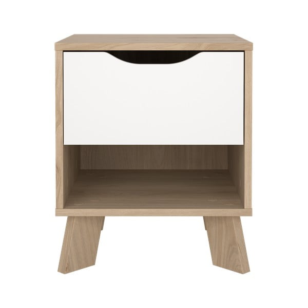 Baltos spalvos/natūralios spalvos naktinis staliukas Ikast – Tvilum