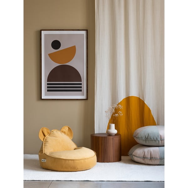 Geltonos spalvos iš velveto vaikiškas sėdmaišis Bear – Wigiwama-image-3