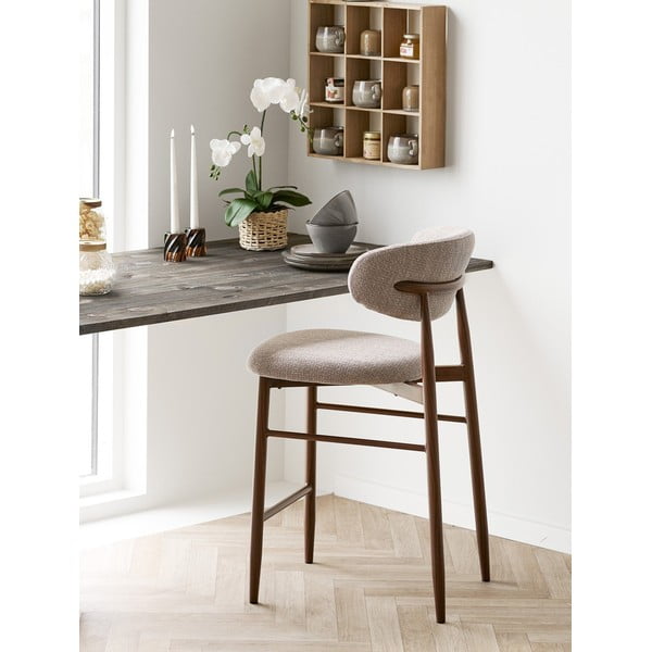 Smėlio spalvos/tamsiai rudos spalvos iš audinio baro taburetė (sėdynės aukštis 65 cm) Levanto – House Nordic-image-1