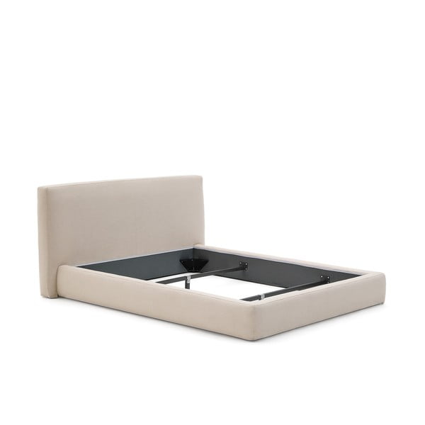 Smėlio spalvos viengulė lova audiniu dengta be grotelių 90x200 cm Blok – Kave Home