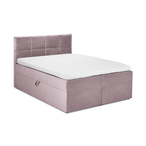 Rožinė aksominė dvigulė lova Mazzini Beds Mimicry, 200 x 200 cm
