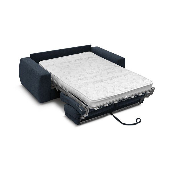 Tamsiai mėlynos spalvos sofa miegojimui/sulankstoma iš šenilinio audinio 240 cm Hugo – Bobochic Paris-image-3