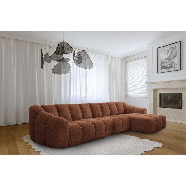 Terakotos spalvos kampinė sofa (su dešiniuoju kampu/su gultu) Shell – Miuform-image-2
