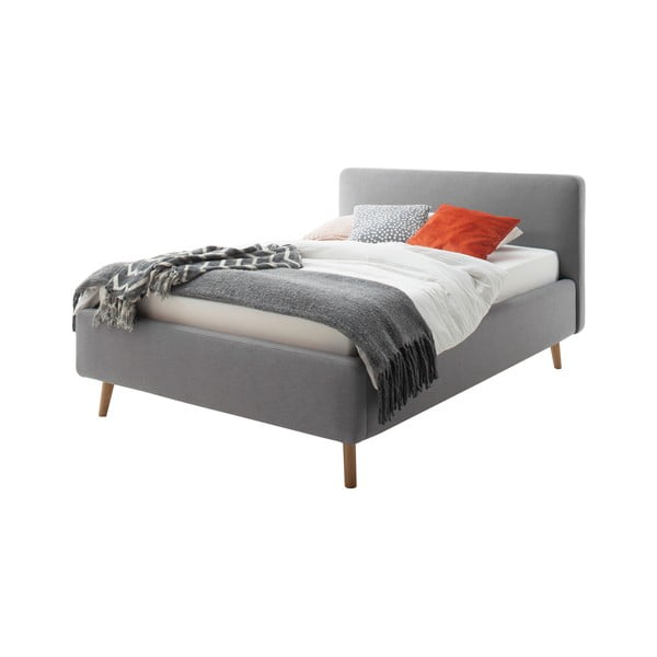 Šviesiai pilkos spalvos viengulė lova audiniu dengta be grotelių 120x200 cm Mattis – Meise Möbel-image-2