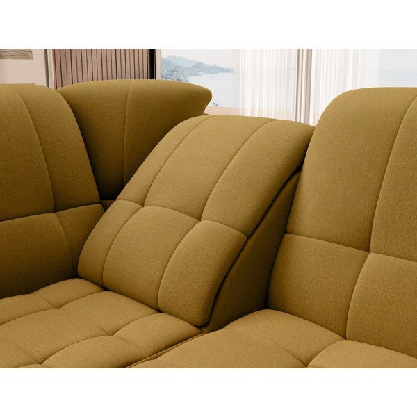 Geltonos spalvos iš velveto sulankstoma/su sandėliavimo vieta kampinė sofa (su kairiuoju kampu/„L“ formos) Sado – ELTAP-image-1