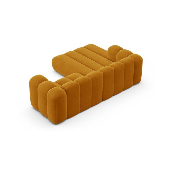 Kampinė sofa geltonos spalvos (su kairiuoju kampu) Lupine – Micadoni Home-image-3