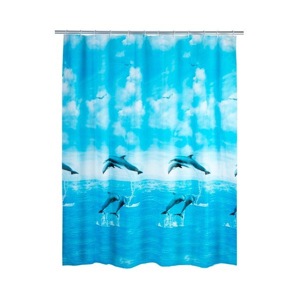 Mėlyna dušo užuolaida Wenko Dolphin, 180 x 200 cm