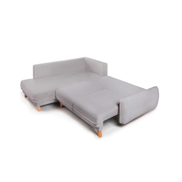 Šviesiai pilkos spalvos sulankstoma/su sandėliavimo vieta kampinė sofa iš kordinio velveto (su dešiniuoju kampu/„L“ formos) Tori – Bonami Selection-image-3