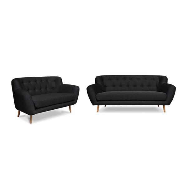 2 tamsiai pilkos spalvos sofų rinkinys dviems ir trims asmenims Cosmopolitan design London