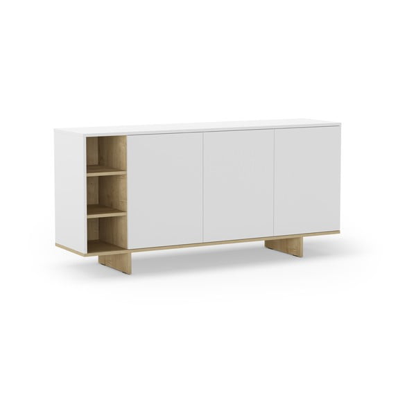 Žema šoninė spintelė baltos spalvos iš ąžuolo 170x80 cm Cequoia – Marckeric-image-2