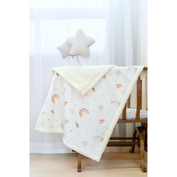 Baltos spalvos iš ranforce medvilnės vaikiškas pledas 75x100 cm Abc – Mijolnir
