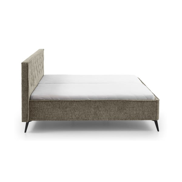 Tamsiai žalios spalvos dvigulė lova audiniu dengta be grotelių 180x200 cm Alicante – Meise Möbel-image-4