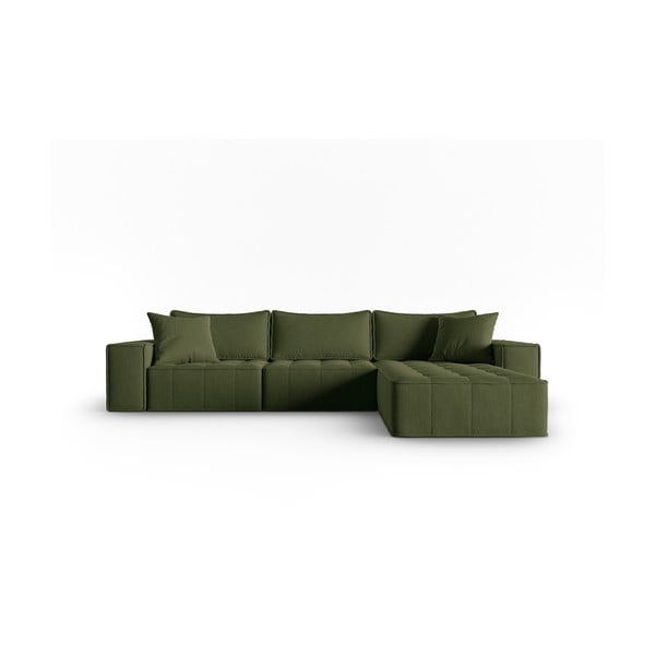 Kampinė sofa žalios spalvos (su dešiniuoju kampu) Mike – Micadoni Home