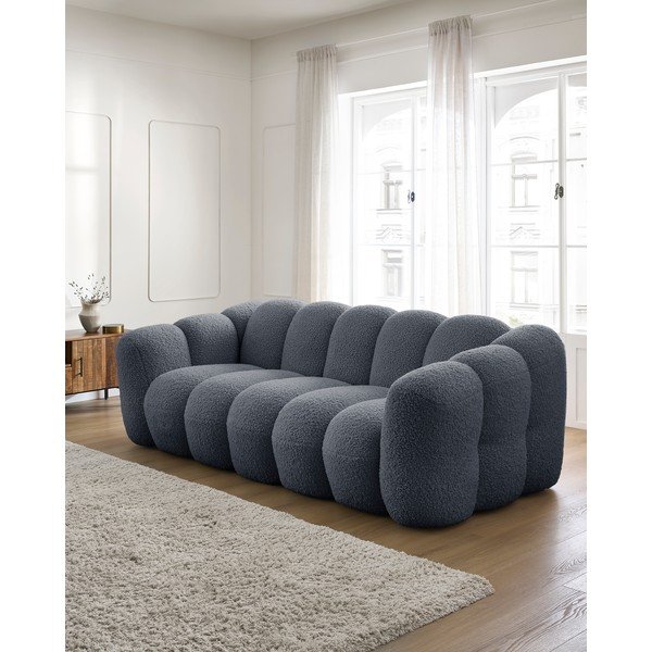 Tamsiai pilkos spalvos iš boucle sofa 232 cm Hippolyte – Bobochic Paris-image-1