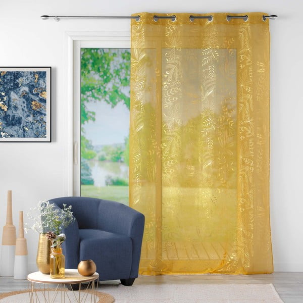 Permatoma užuolaida geltonos spalvos 140x280 cm Belflor – douceur d'intérieur-image-2