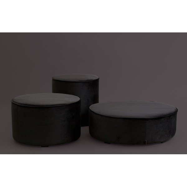 Juodas aksominis pufas WOOOD Sara, ⌀ 46 cm-image-1