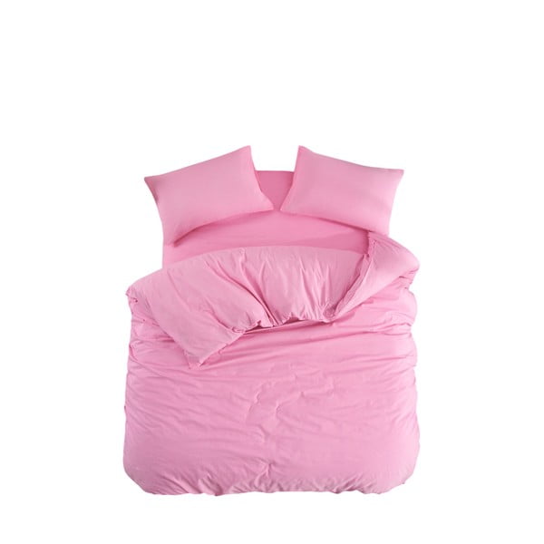 Rožinės spalvos dvigulė/itin ilga patalynė su paklode/4 dalių 200x220 cm Classic – Mila Home