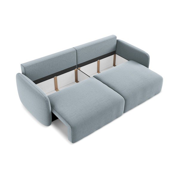 Mėlynos spalvos sulankstoma/su sandėliavimo vieta sofa iš velveto 238 cm Kalena – Makamii-image-4