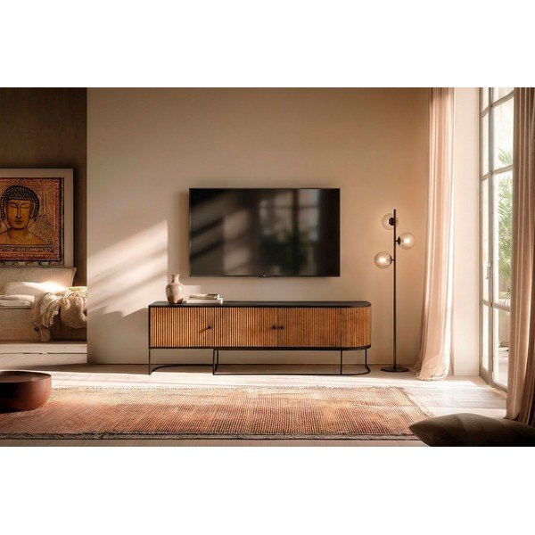 Natūralios spalvos iš mango masyvo TV spintelė 160x55x40 cm Curve – MOME-image-1