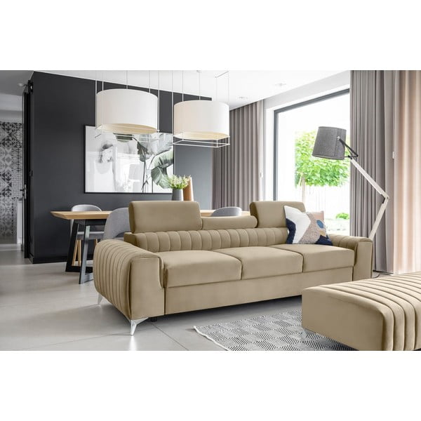 Šviesiai rudos spalvos iš velveto sulankstoma sofa 261 cm Laurence – ELTAP-image-1