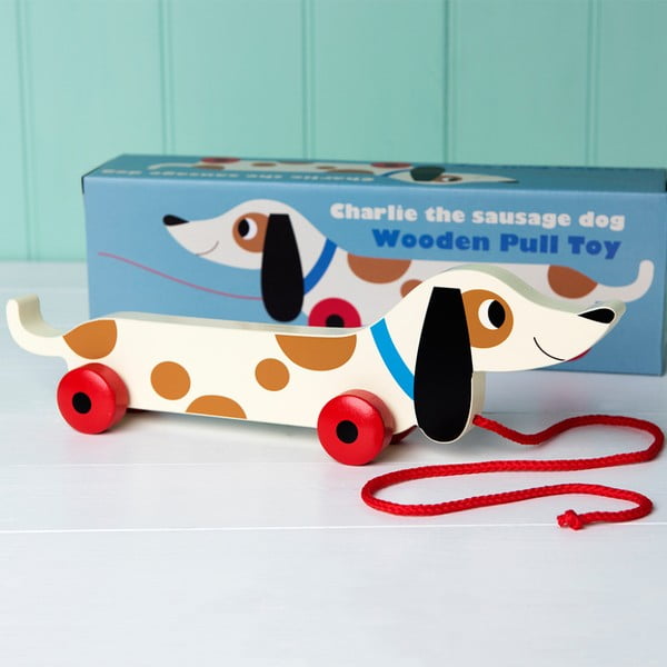 Medinis traukiamas taksas Rex London Charlie The Sausage Dog, 31,5 cm ilgio-image-1