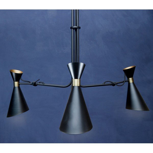 Juodos spalvos/auksinės spalvos iš metalo kabantis šviestuvas su metaliniu gaubtu Linox – Premier Housewares-image-1