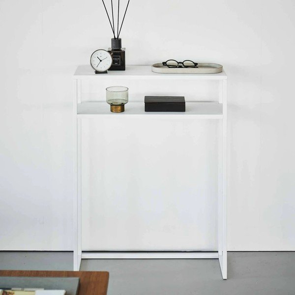 Baltos spalvos iš metalo konsolinis staliukas 18x60 cm Tower – YAMAZAKI-image-4